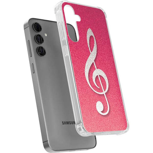 Pink Glitter Music Note Galaxy S24 Plus Clear Case